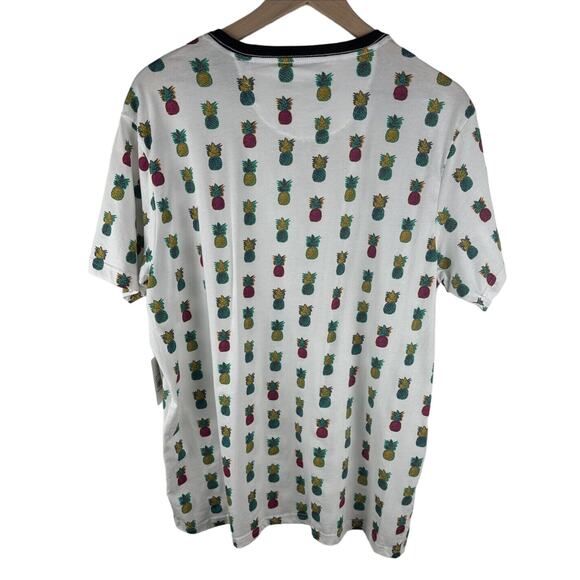 Free Planet Mens Pineapple Print Stretch Graphic Tee Size Large White Multicolor - Picture 2 of 9